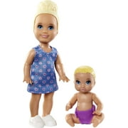 Barbie Skipper Babysitters Inc Doll 2-Pack SIblings, Small Toddler in Outfit & Baby Doll with Diaper