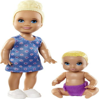 Barbie Skipper Babysitters Inc. Dolls, 2 Pack of Sibling Dolls Includes Small Toddler Doll & Baby Doll Figure in Diaper for 3 to 7 Year Olds