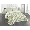 thumbnail image 3 of Ambesonne Cactus Quilted Bedspread Set 3 Pcs, Vertical Lines Flowers, King Size, Green Orange Mint, 3 of 5