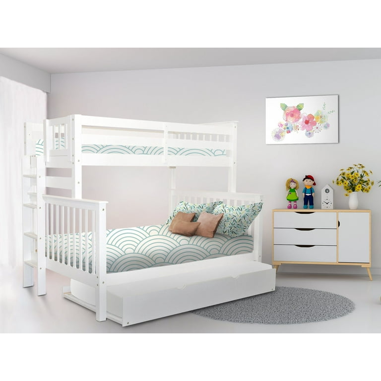 Bedz king bunk beds full over full mission style with end ladder and a twin trundle deals