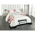 thumbnail image 2 of Ambesonne Tree Quilted Coverlet 3 Pcs, Heart Romance Love Art, King Size, Black Red White, 2 of 4
