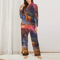 thumbnail image 2 of Honeii Lantern Giraffes Magical Forest Print Women's Pajama Sets Long Sleeve Button Down Sleepwear Nightwear Soft Pjs Lounge Sets 2PCS-Large, 2 of 7