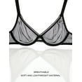 thumbnail image 6 of Deyllo Women's Unlined Push Up Lace Bras Plus Size Full Figue Underwire Non-Padded See Through Demi Bralette,Black 32D, 6 of 7