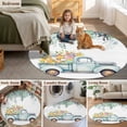 thumbnail image 5 of Easter Day, Large Round Rug 8 FT, Non Slip Living Room Area Carpet, Farm Truck Eggs Sweeping Eucalyptus Leaves Washable Soft Circle Rug Non-Shedding Floor Carpet for Bedroom Office Dining Room, 5 of 9