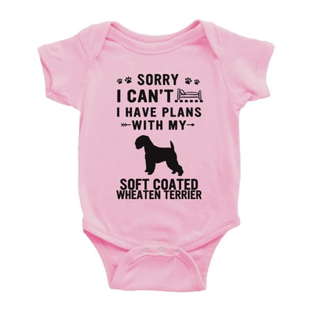 

Sorry I Can t I Have Plans With My Soft Coated Wheaten Terrier Love Pet Dog Cute Baby Bodysuit (Pink 0-3 Months)