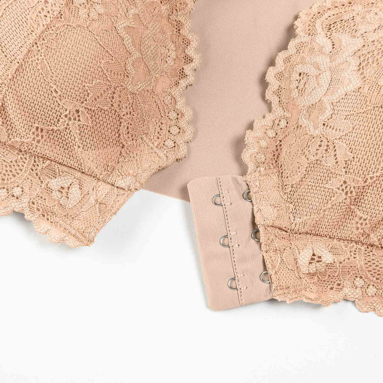 Bolayu Women's Adjustable Front Zipper Wireless Flower Lace Push-up Bra  Full Cup Seamless Bra Beige : Clothing, Shoes & Jewelry 