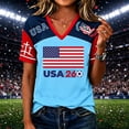 thumbnail image 2 of 2026 Soccer Shirt for Women Usa Soccer Jersey Jersey Color Block V Neck Short Sleeve Raglan Shirts Loose Summer Tees, Sky Blue XXL, 2 of 4