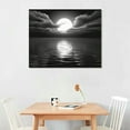 thumbnail image 2 of Nawypu  Black and White Canvas Full Moon Wall Art Sunset Picture Prints Moon on Sea Ocean Landscape Artwork for Home Decor Framed Ready to Hang, 2 of 4