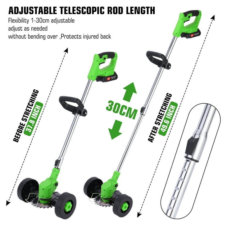 Electric Weed Wacker Lightweight 24V 88V Cordless Weed Eater With 2 Batteries Cordless Lawn Trimmer for Multi Angle Cutting Grass Edger for Garden
