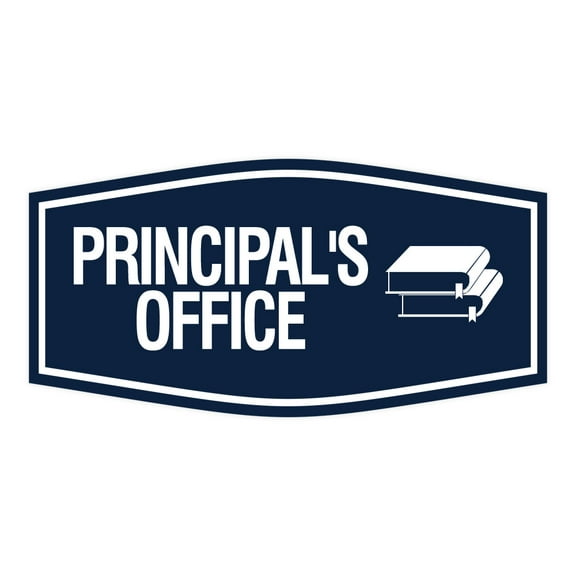 Signs ByLITA Fancy Principal's Office Sign (Navy Blue / White) - Large