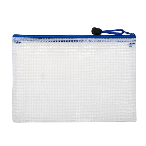 Aspire Waterproof Mesh Zipper Pouches Document File Folders Pencil Pen Case Storage Bags for Office Student Supplies-Blue-A4