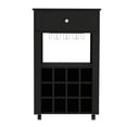 thumbnail image 5 of Depot E-Shop Margh Bar Cart, 12 Wine Cubbies, Drawer, Glass Rack, Caster Wheels, Black, 5 of 5