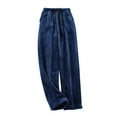 thumbnail image 3 of BiZtdJrK Women's Soft Pajama Pants Fuzzy Flannel Drawstring Elastic Waist Sleep Bottoms Loose Fit Lounge Pants with Pockets Navy XXXL, 3 of 7