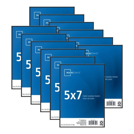 Mainstays 5x7 Front Loading Picture Frame, Black, Set of 12