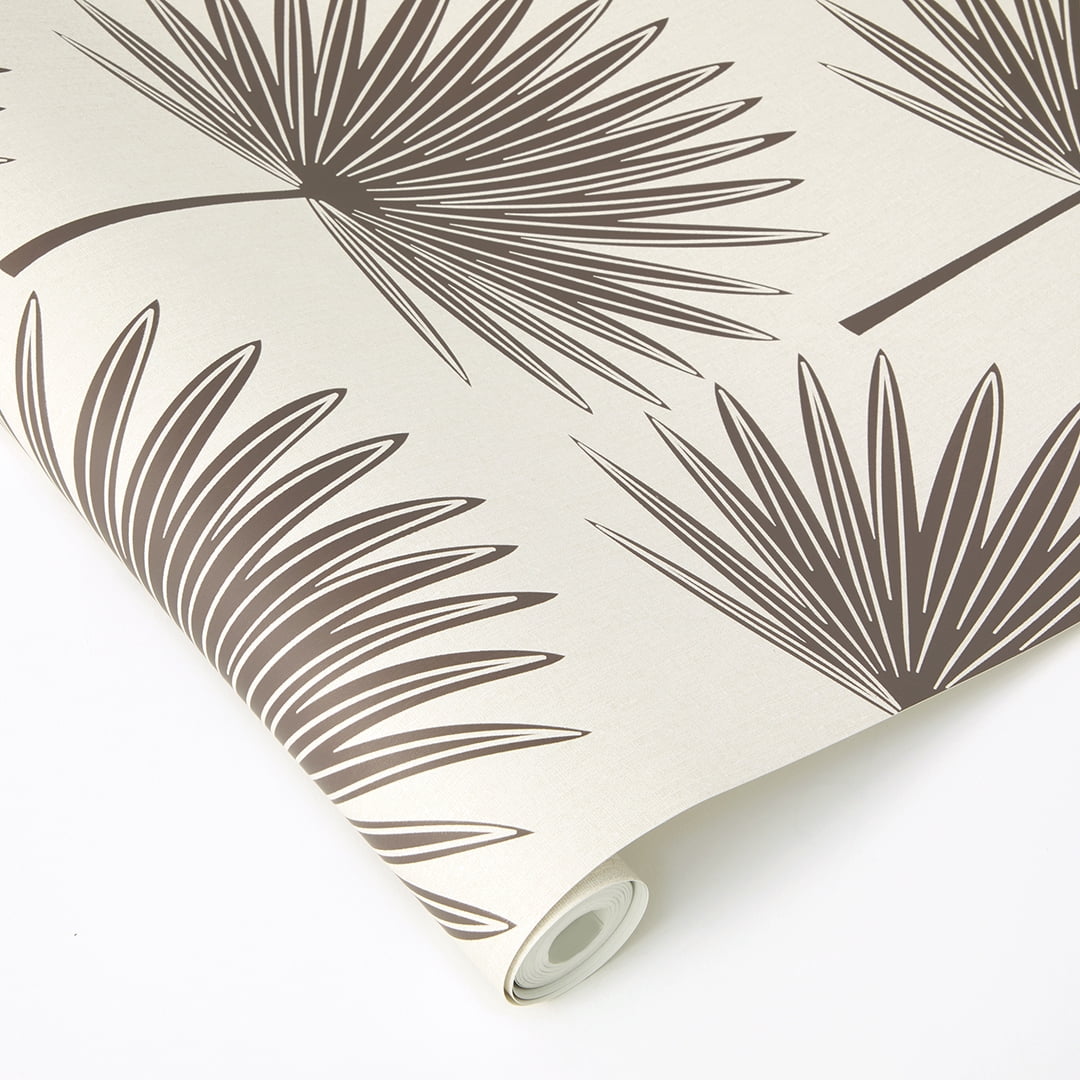 Stamped Palm Brown & Beige Peel and Stick Wallpaper, 20.5" x 16.5'
