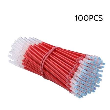 100Pcs School Office Bullet Full Needle Neutral Pen Refills Red Gel Pen Refill