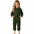 thumbnail image 4 of XAOFW Girl Outfits Long Sleeve Solid Color Sweatshirt Jogger Sweatpants Little Girls Fall Winter Cozy Clothes Sets 4-5 Years, 4 of 9