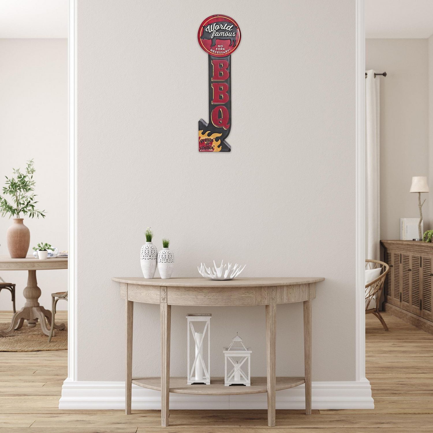 IH Casa Decor Embossed Metal Wall Sign World Famous Bbq