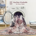 thumbnail image 3 of 6x9 Area Rug Living Room Rugs - Washable Boho Rug Vintage Oriental Distressed Farmhouse Large Thin Indoor Carpet for Living Room Bedroom Under Dining Table Home Office-BlackPink, 3 of 9