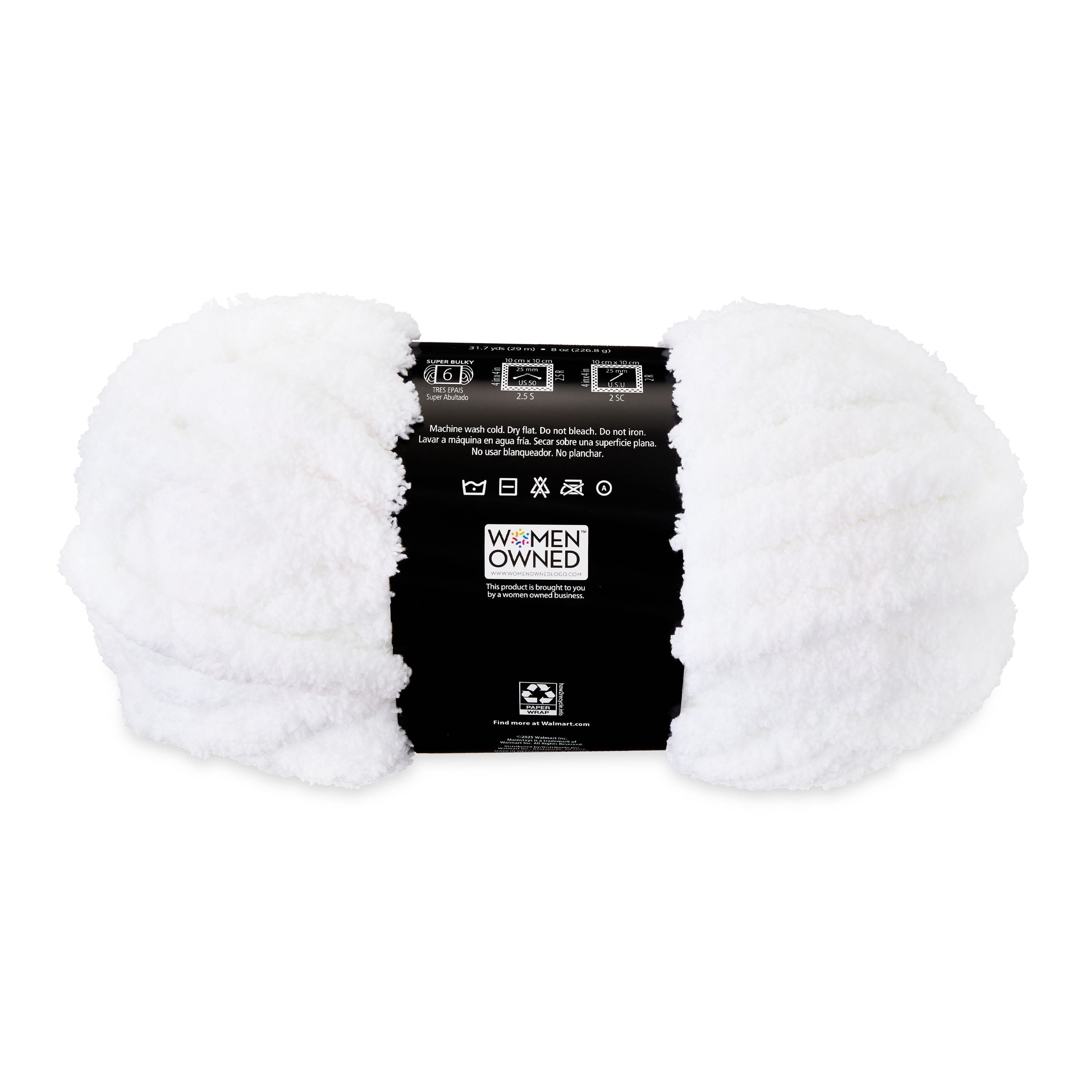 Mainstays Chunky Chenille Yarn, Super Bulky, 100% Polyester, 31.7 Yd, White, Pack of 4