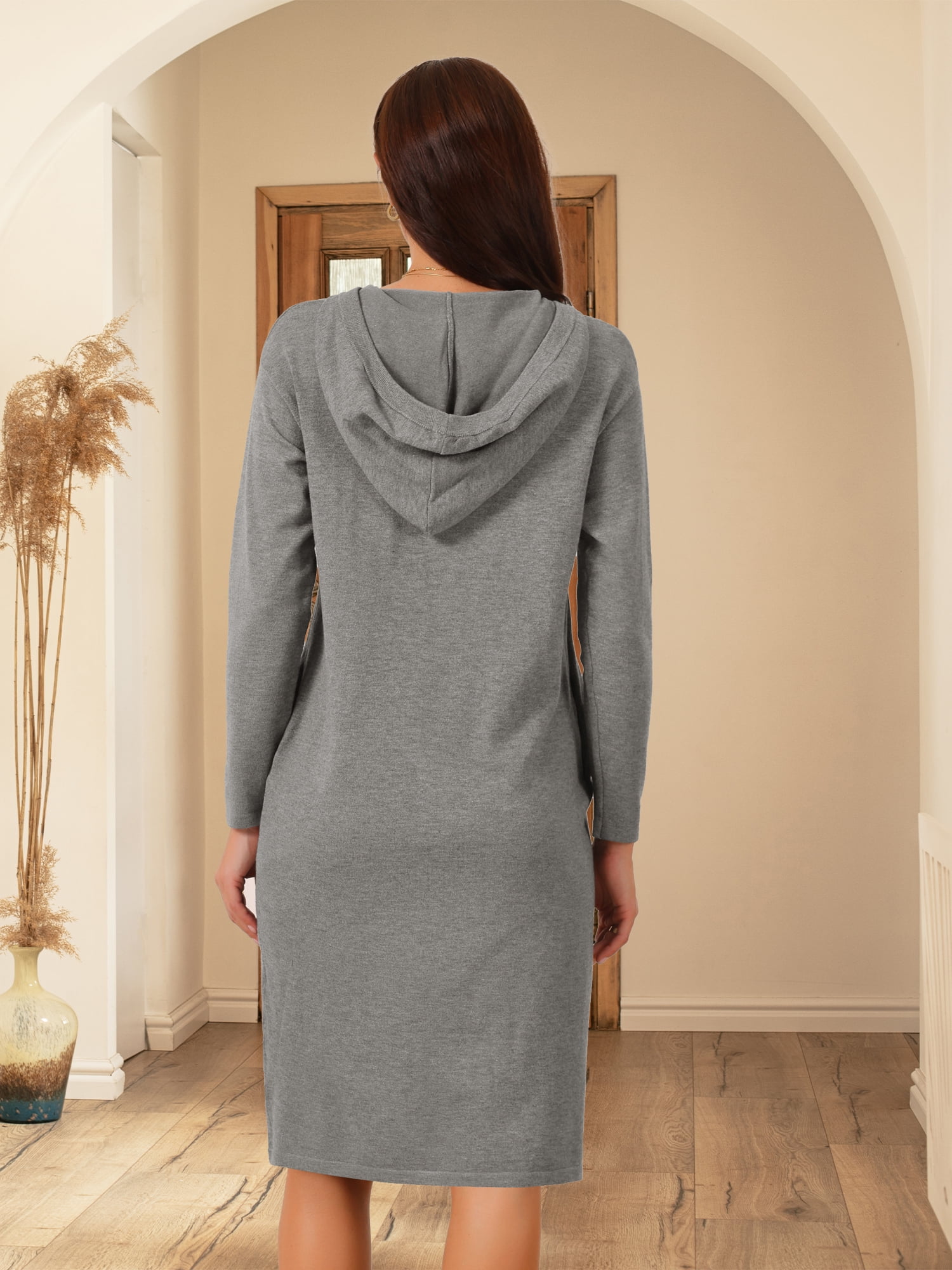 DARING DIVA Hoodie Pullover Sweater Midi Dress S Grey