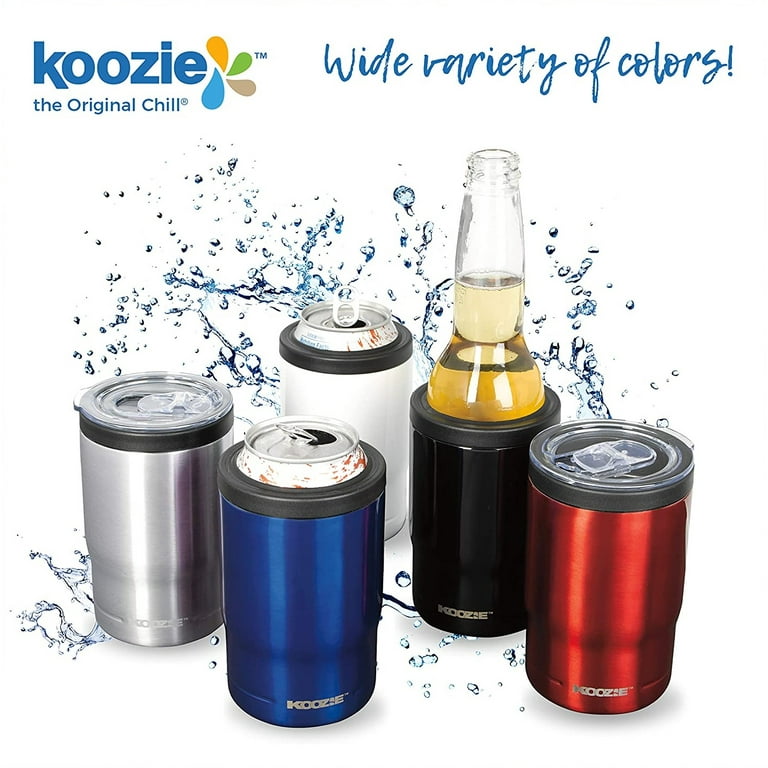 Koozie Triple 12oz Can Cooler, Bottle Holder, Tumbler Stainless Steel Double Wall Vacuum Sealed Insulated for Hot and Cold Drinks, Blue
