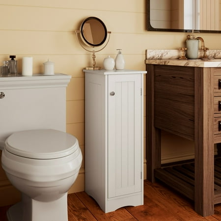 RiverRidge Ashland 1-Door Slim Bathroom and Laundry Storage Cabinet with Shelves - White