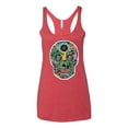 thumbnail image 2 of Day Of The Dead Calavera Skull Colorful Trippy | Womens Pop Culture Premium Tri-Blend Racerback Tank Top, Vintage Red, Large, 2 of 4