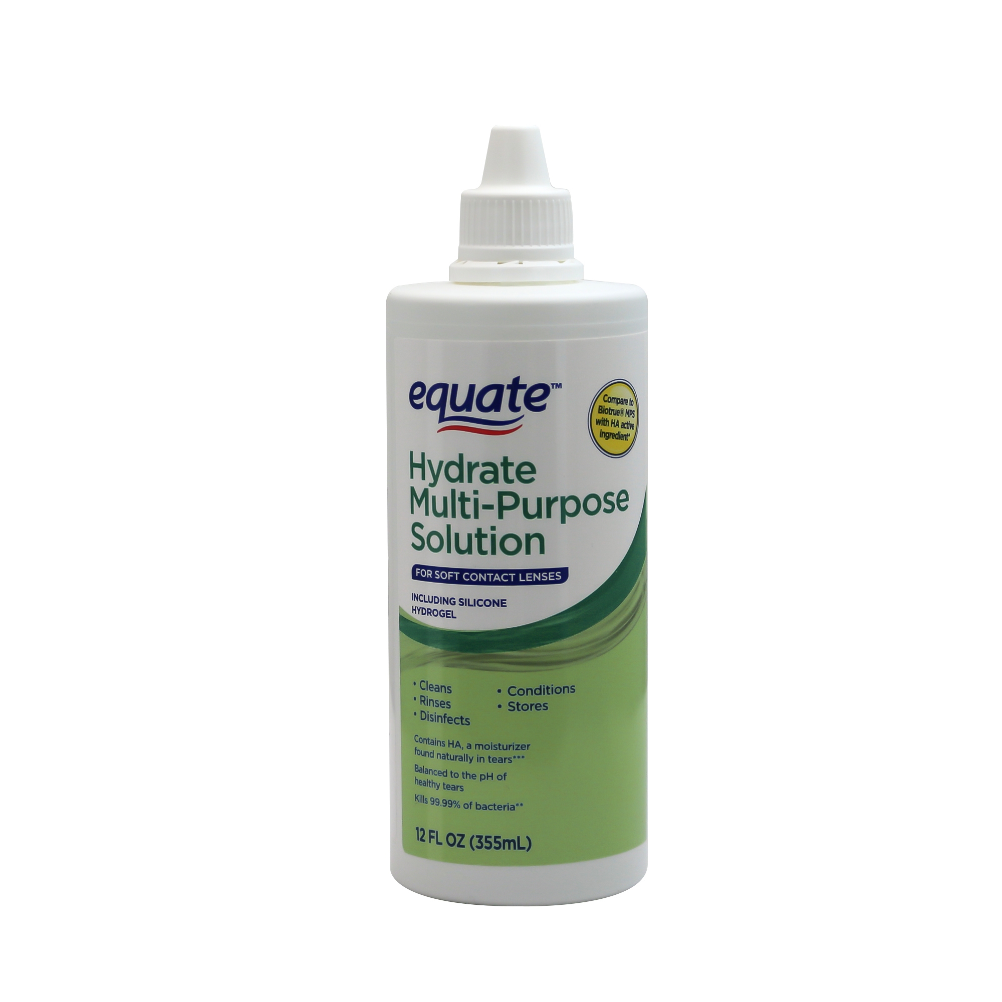 Equate Multi-Purpose Solution Twin Pack, 12 Fl Oz (4 Bottles Total) - Cleansing & Disinfecting Contact Lens Solution