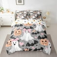 thumbnail image 2 of Manfei Happy Halloween 7-Piece Bedding Comforter Set,Horror Ghost Bats King Bedding Sets,Cute Orange Pumpkin Lantern Bed Sheets For Boys Kids,Luxury Bedroom Decor Reversible, 2 of 8