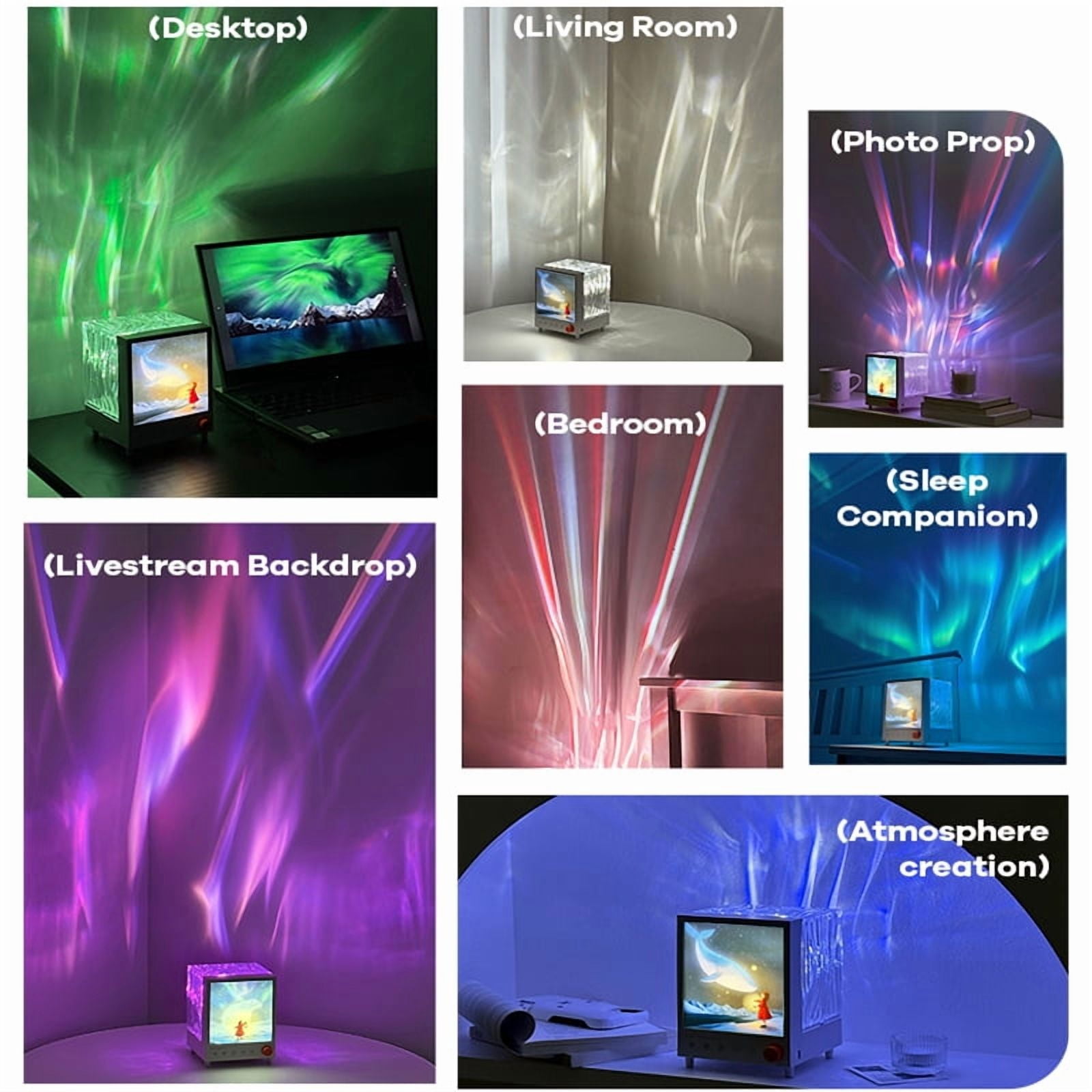 Northern Lights Projector, 7 Colors Rechargeable Aurora Night Light Projector with 7 White Noise & Bluetooth Speakers, Dimmable Ambient Lighting for Room Decor, Unique Gifts for Kids Teen Girl