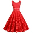 thumbnail image 2 of Dyegold Sundresses for Women Casual Beach - Party Dress for Women Square Neck Sleeveless Vintage 50s Polka Dots Midi Sundress ​Loose Fit A-Line ​Graduation ​Dress, 2 of 7