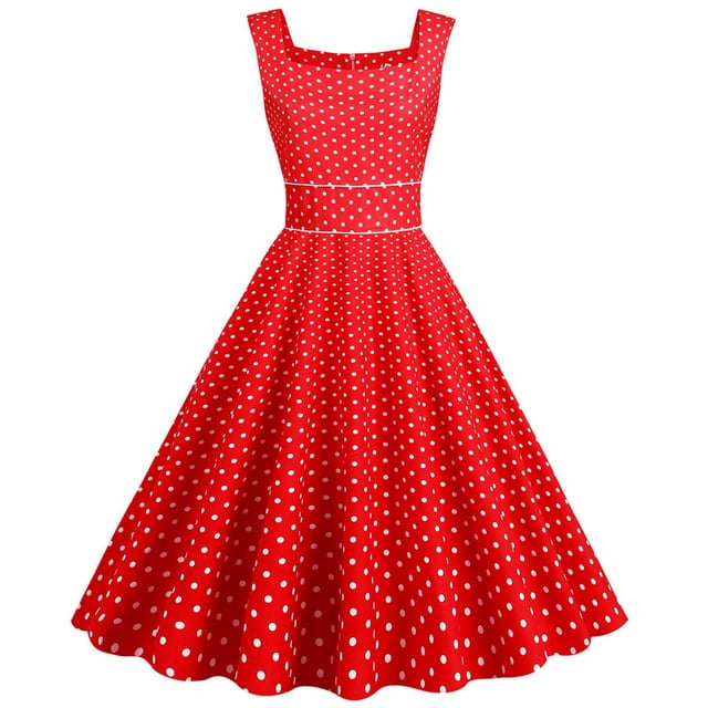 Uppada Robe de Thé Classique pour Femme à Manches Courtes Swing Robes de Cocktail Fête Années 1950 Rétro Vintage à Pois Années 1950 Rockabilly Robe de Bal Midi Liquidation en Liquidation