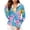 Blue, variant on Women Full Zip Hooded Red Banana Leaf Print Long Sleeve Thumb Hole Beach Sun Jacket
