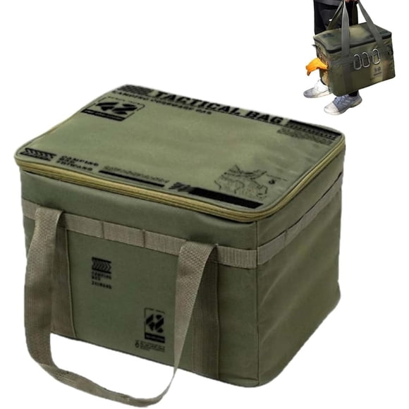 Large Capacity Outdoor Folding Storage Bag Waterproof Portable Camping & Picnic Organizer, Picnic Basket, for Camping Hiking Backpacking Picnics Barbecue Outdoor Gear (Army Green,42L)