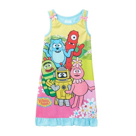yo gabba gabba toddlers girls tank dress nightgown floral size 2t
