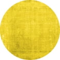 thumbnail image 1 of Ahgly Company Machine Washable Indoor Round Abstract Yellow Contemporary Area Rugs, 8' Round, 1 of 4