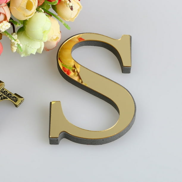 Fiudx Adhesivo de Pared Acrílico para Espejo, 26 Letras Del Alfabeto, Diseño Reflectante Dorado, Decoración para El Hogar y La Oficina, Arte de Pared Versátil, Fácil de Despegar y Pegar, Tamaño de 10