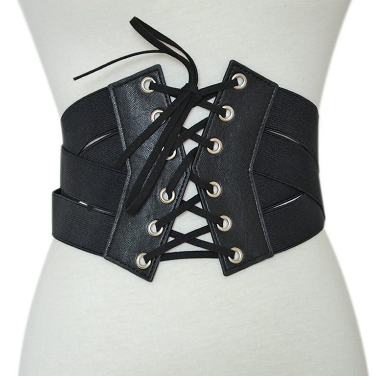 Women Lady Wide Corset Waistband Dress Stylish Faux Leather Waist Belt