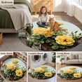 thumbnail image 5 of Spring Floral Round Area Rug 6Ft Washable Circle Rugs for Bathroom Office, Yellow Roses Leaves Pastoral Botanical Farmhouse Non-Slip Carpet Floor Mats Indoor Outdoor Carpet Runner Home Decor, 5 of 8
