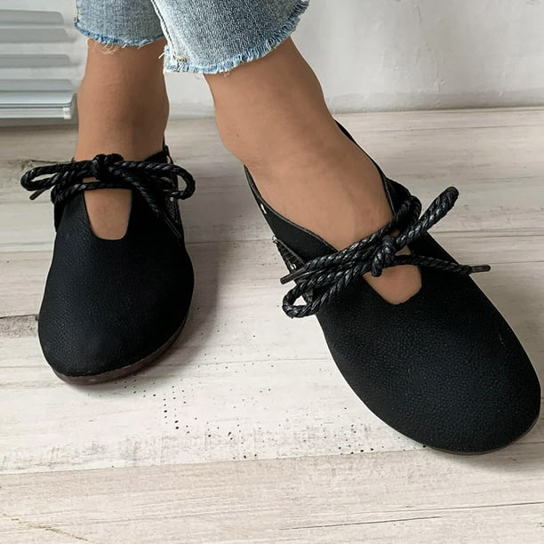 Snorda Lace Up Flat Bottomed Color Matching Single Two Pairs Lazy
