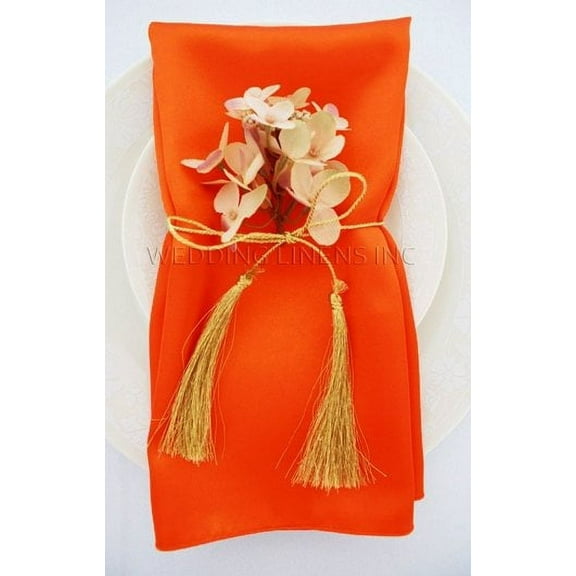 Wedding Linens Inc. (10pcs) 20'' x20" Satin Table Napkins for wedding Party Decoration events - Orange