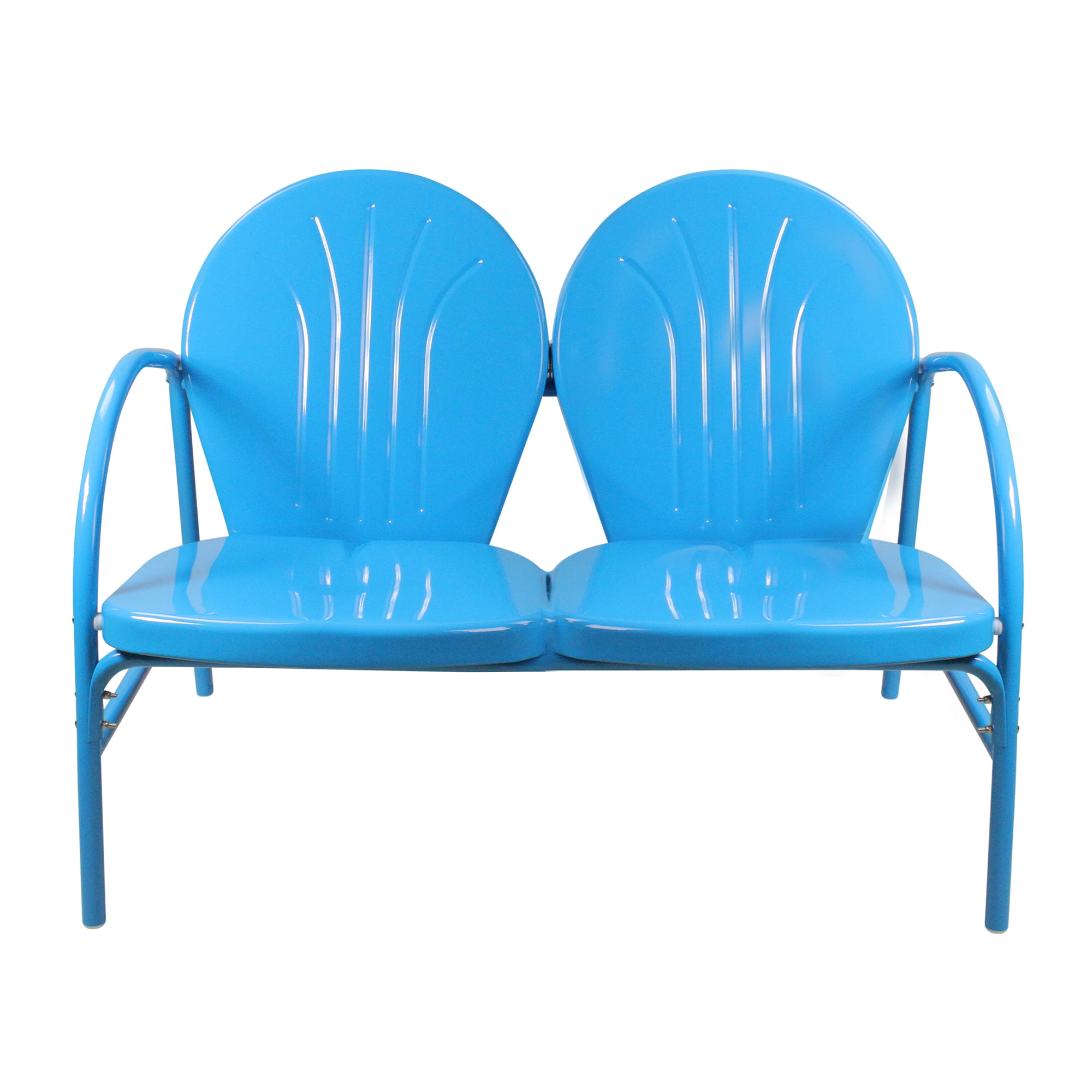 41" Turquoise Blue Retro Metal Tulip 2 Seat Double Outdoor