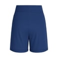 thumbnail image 7 of Frostluinai Women's High Waisted Shorts Yoga Workout Bermuda Long Hiking Shorts with Pockets Tummy Control Athletic Running Shorts Blue M, 7 of 7