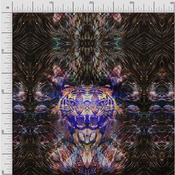 Soimoi Cotton Voile Fabric Tiger Panel Print Fabric by Yard 42 Inch Wide