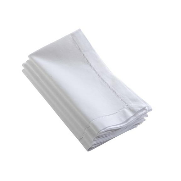 SARO 6100.W20S 20 in. Square Hemstitch Napkin - White  Set of 4