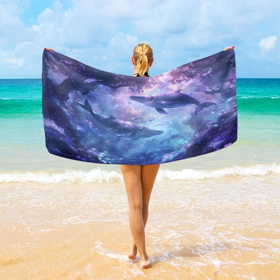 Ryvnso Whale in Ocean Oversized Beach Towel Microfiber Bath Blankets Swimming Fitness 37" x 74"
