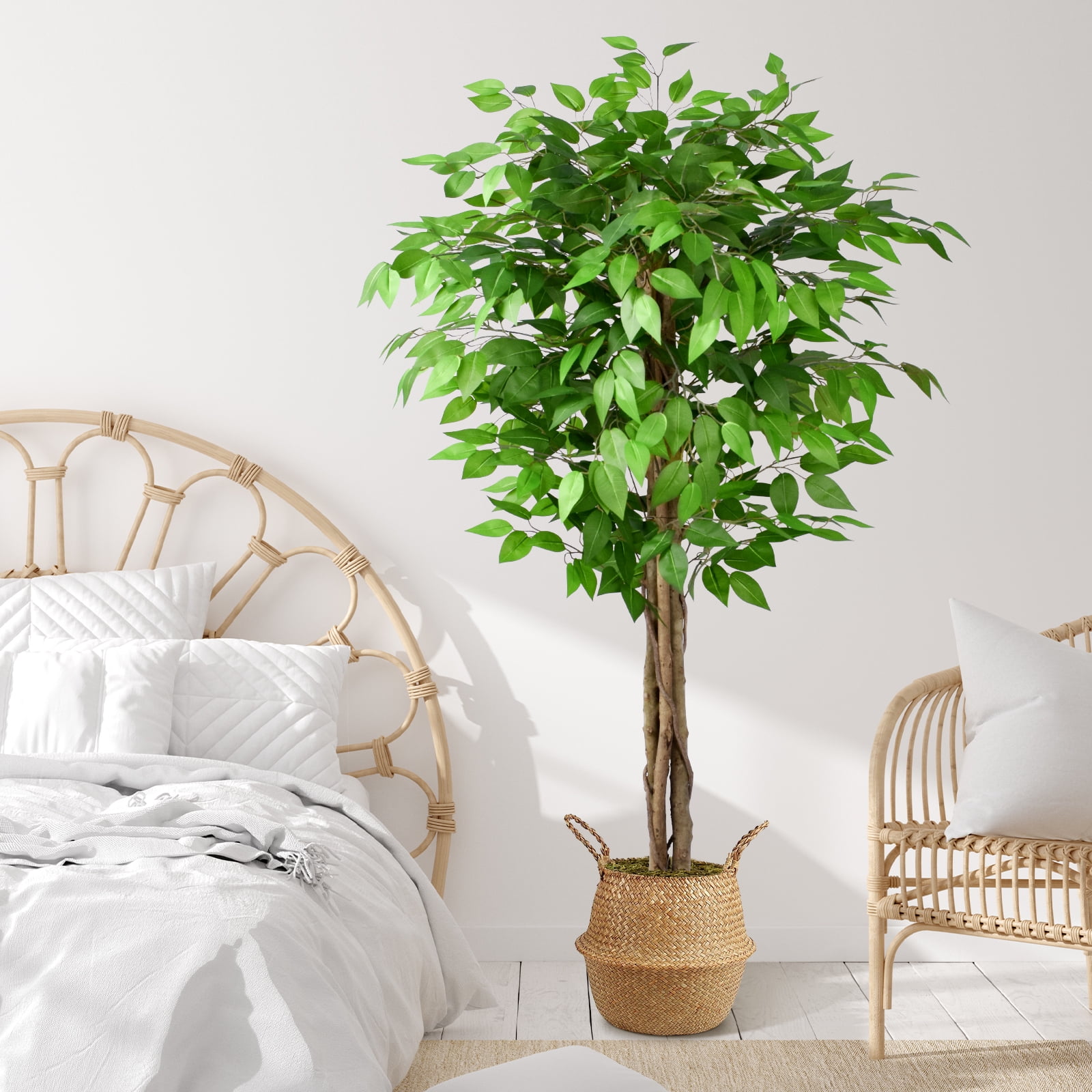 5FT Artificial Ficus Tree – Realistic Faux Ficus Tree & Large Fake Ficus Tree, Silk Artificial Plant for Home Office, Lifelike Fake Plant & Faux Plant for Indoor Outdoor Porch Garden Decor (150cm)