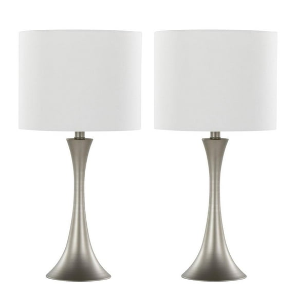 24.25" Frosted Silver Table Lamp Set