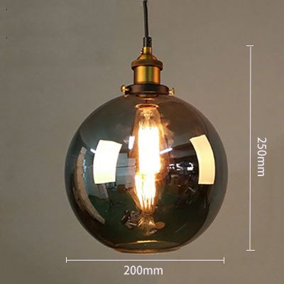 

Nordic Retro Minimalist Glass Dining Room Chandelier Soot Round ball
